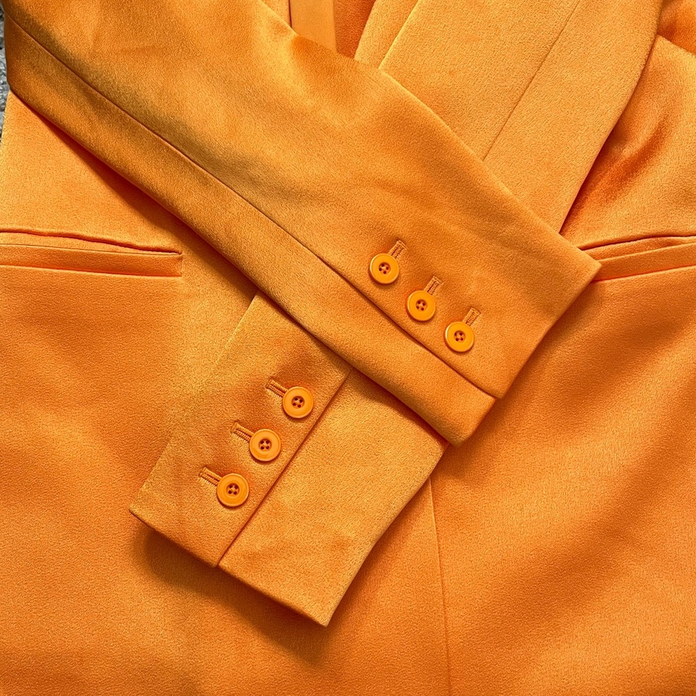 Alice + Olivia Women’s Orange Denny Notch Collar Boyfriend Blazer Silk Size 4 - Picture 14 of 17